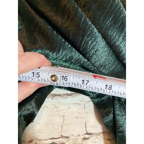 She + Sky Milkmaid Dress Womens Medium Forest Green Satin Dark Romantic Cutout - Picture 11 of 16